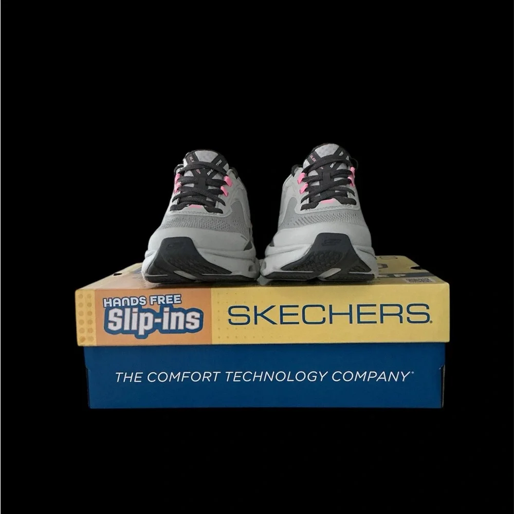 EUC! WOMENS SKETCHERS HANDS FREE SLIP-ONS GRAY AND  PINK - Picture 4 of 10